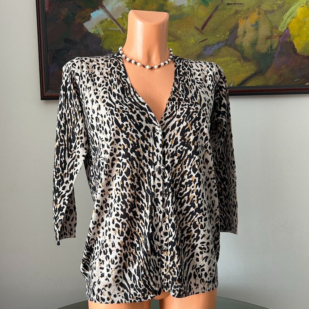 Zara NWT Animal Print Button-Down Cardigan
